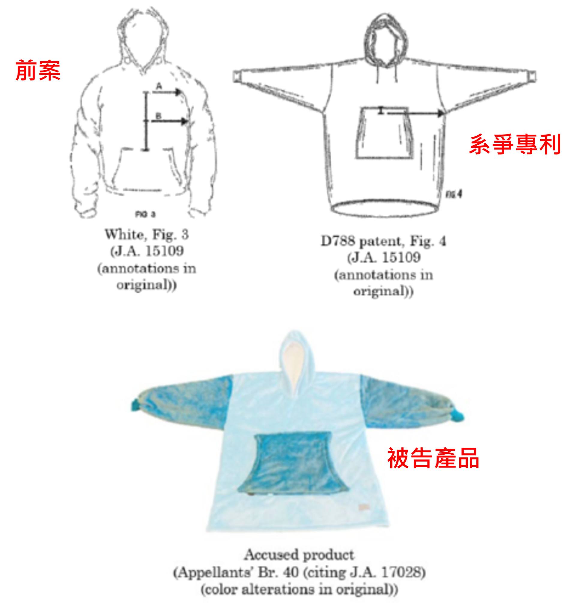 原文對照的設計專利圖式與被控產品
