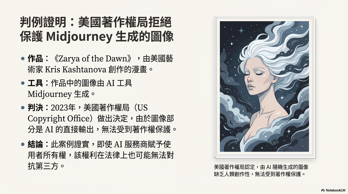 NotebookLM 簡報：美國著作權局與 Midjourney 圖像案例