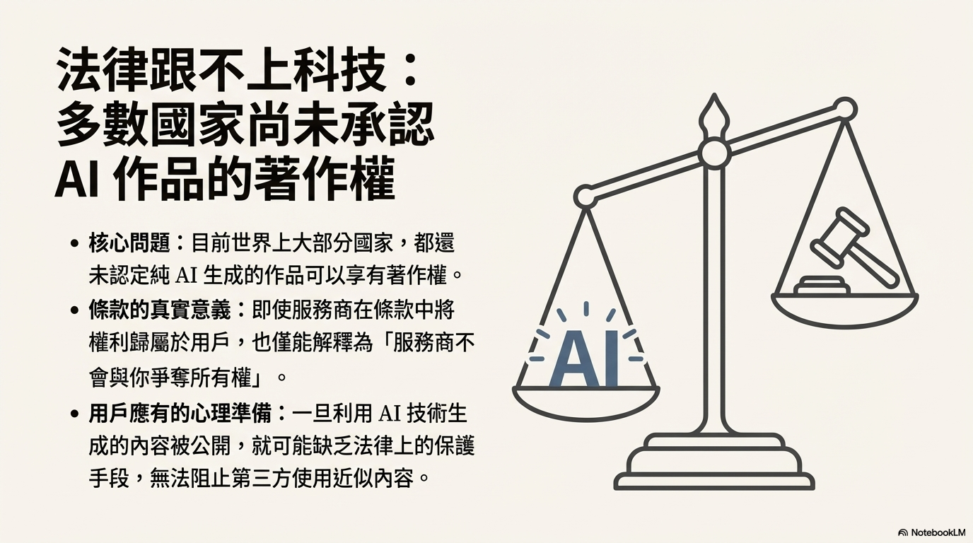 NotebookLM 簡報：AI 作品著作權的法律討論