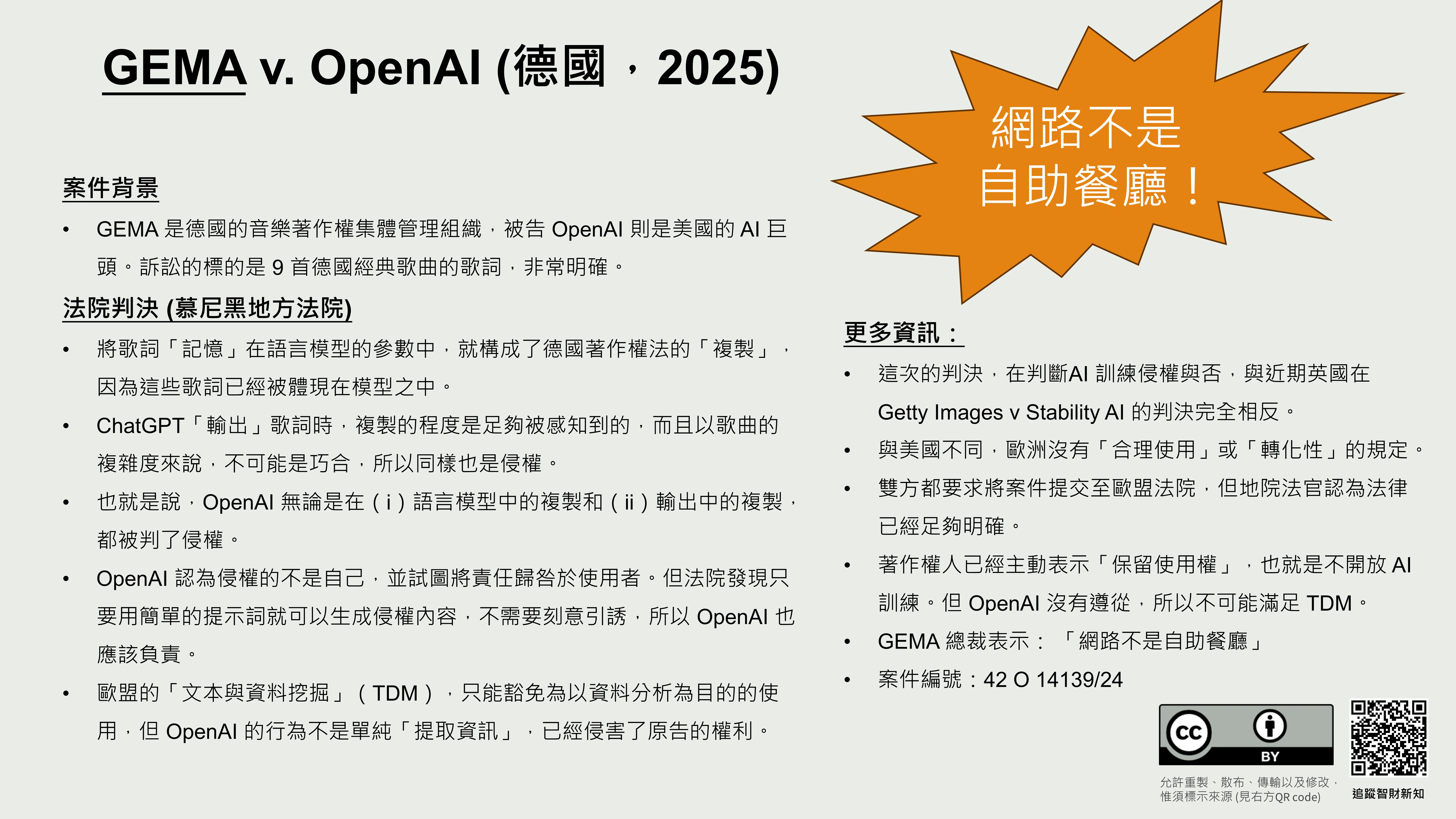 原文所附 GEMA 與 OpenAI 德國案件整理圖卡